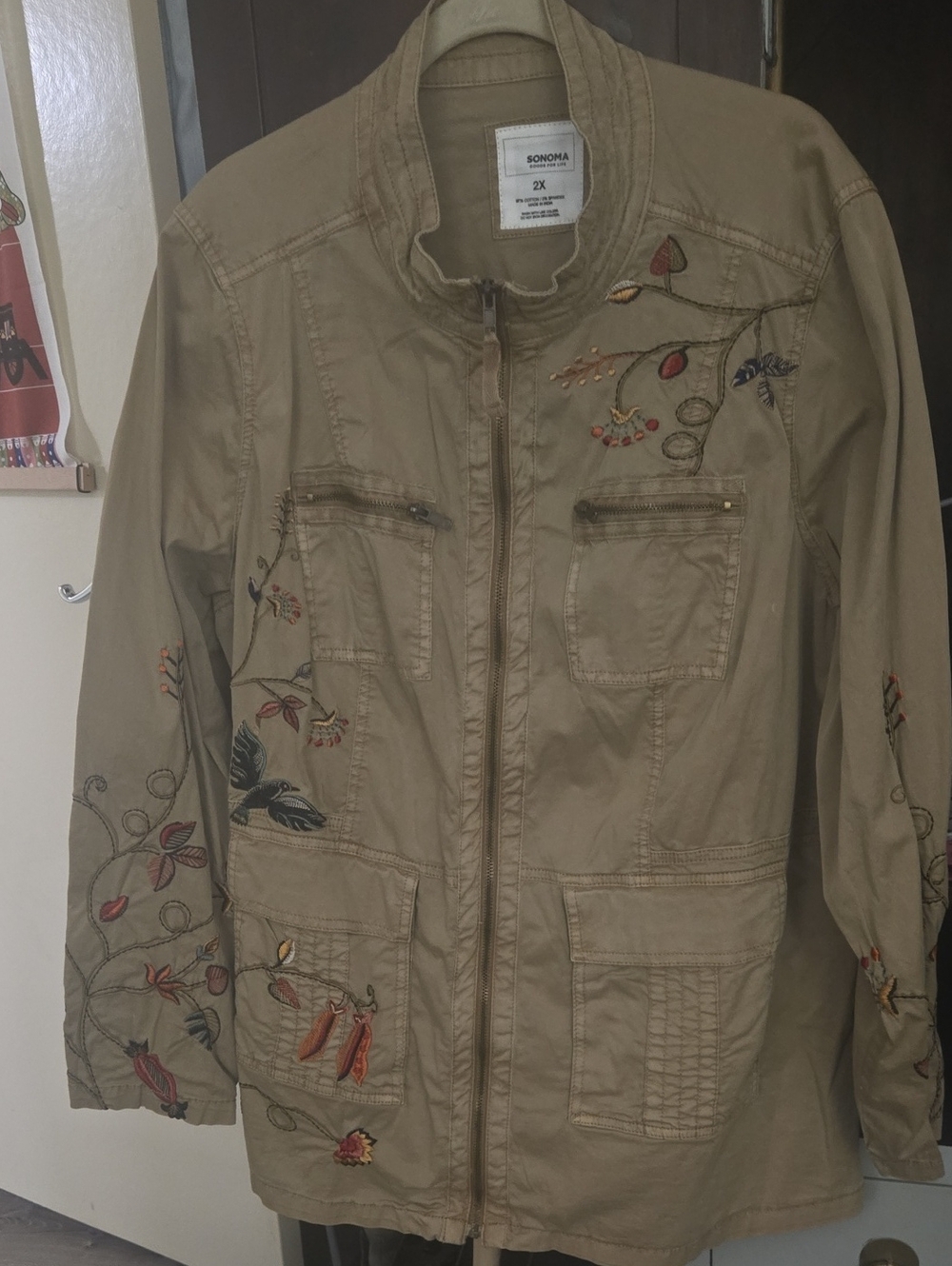 SONOMA Embroidered Khaki Utility Jacket
